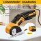 Electric Scissors Rotary Cutter with 2 Blades | 4V 2000mAh Rechargeable | Heavy Duty for Cardboard Fabric Carpet Leather | Lightweight Portable (Yellow)